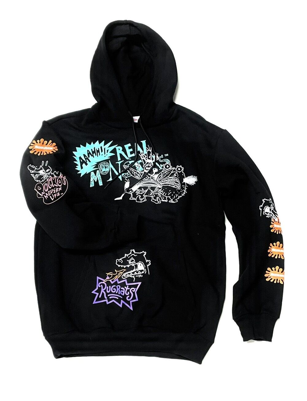 Nickelodeon 90s Cartoons Hoodie Ahh Real Monsters Rugrats Reptar Size L Large